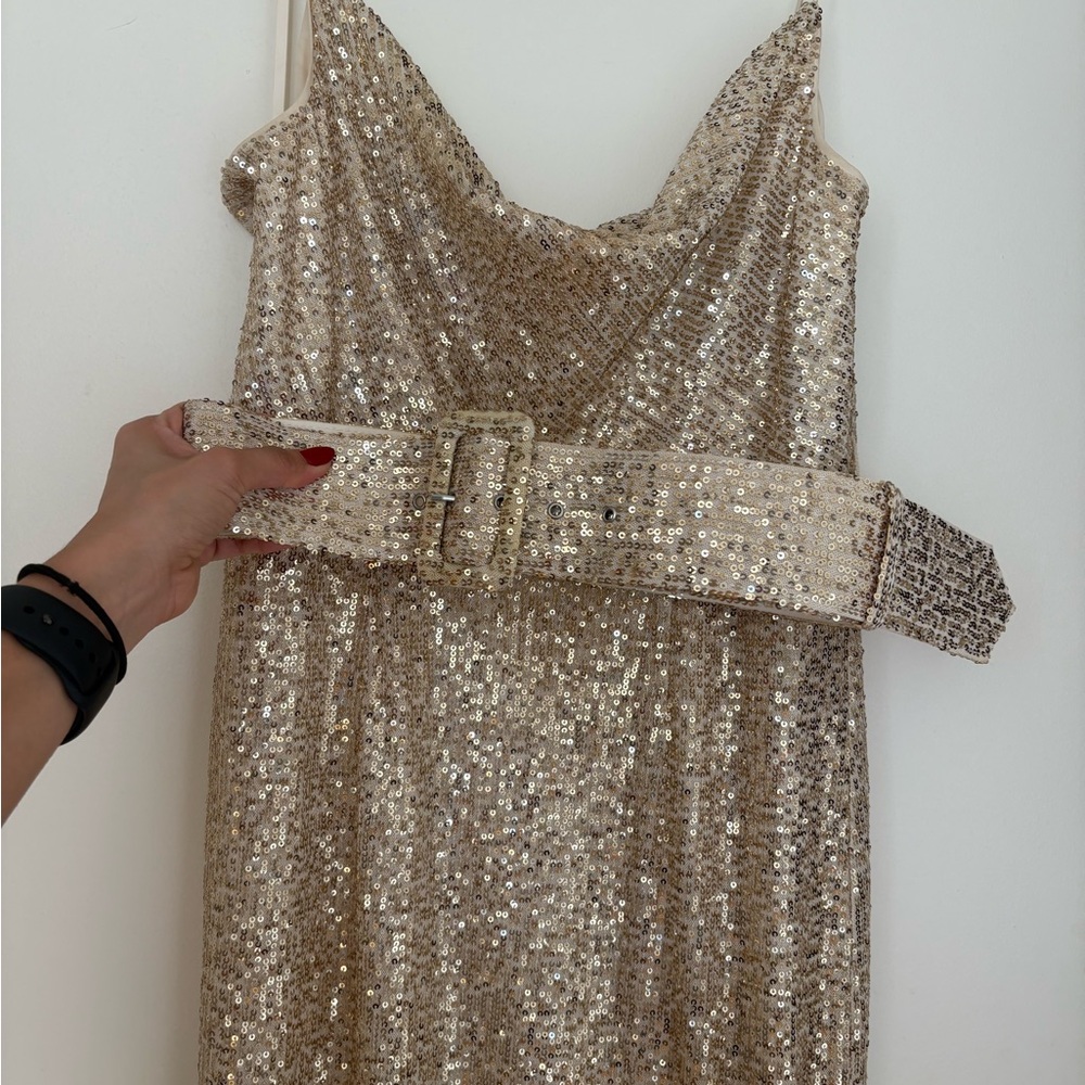 ASOS Gold Sequin Dress with Belt
